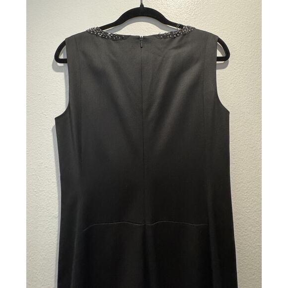 Hugo Boss Sheath Dress Women’s Size 8 Embellished Neck Black Wool Blend Classic - Picture 5 of 9